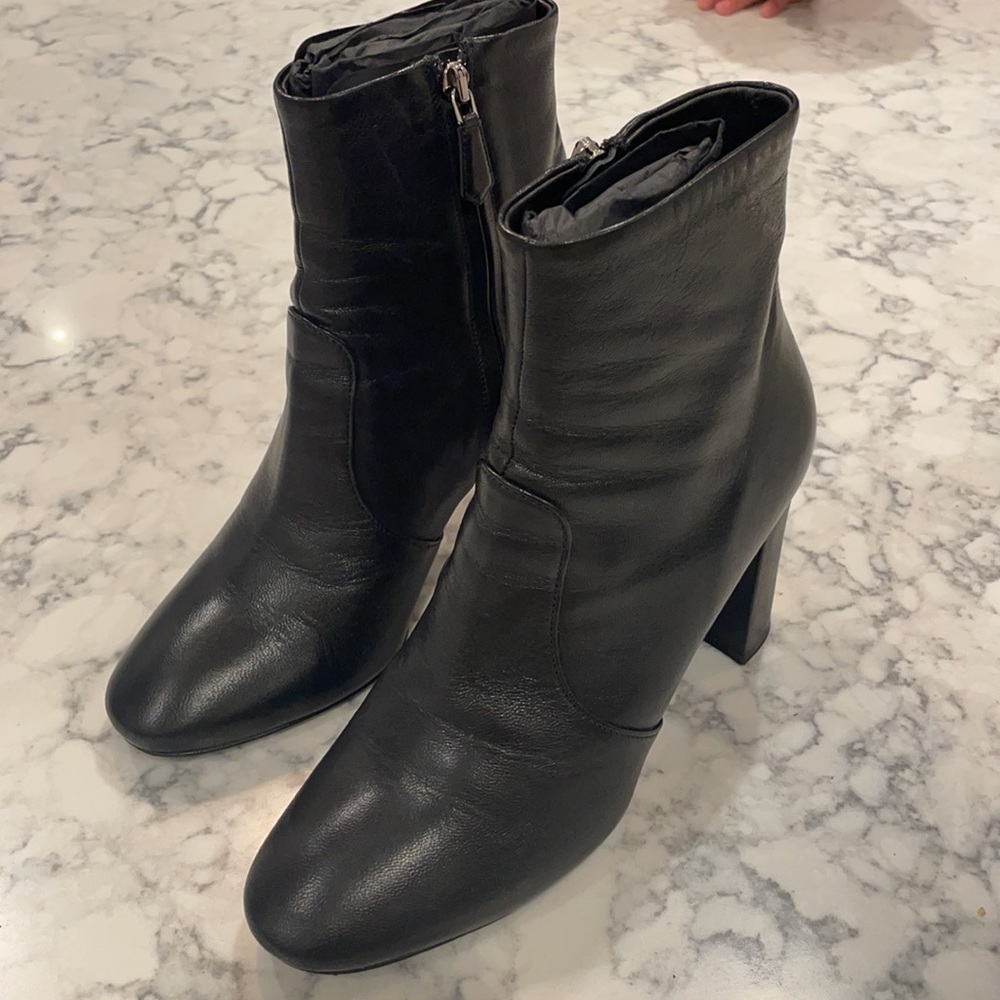 Prada Black Leather Ankle Boots